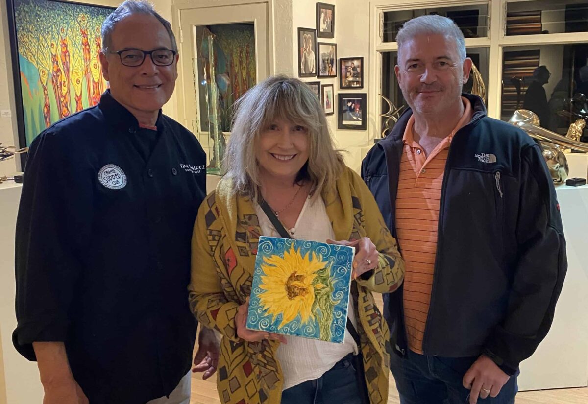 With Chef Ramirez Left and my Husband Alan Right scaled 1 Learning How To Paint on Chocolate with Edible Food Paints! Cindy Briggs Art Watercolor Painting