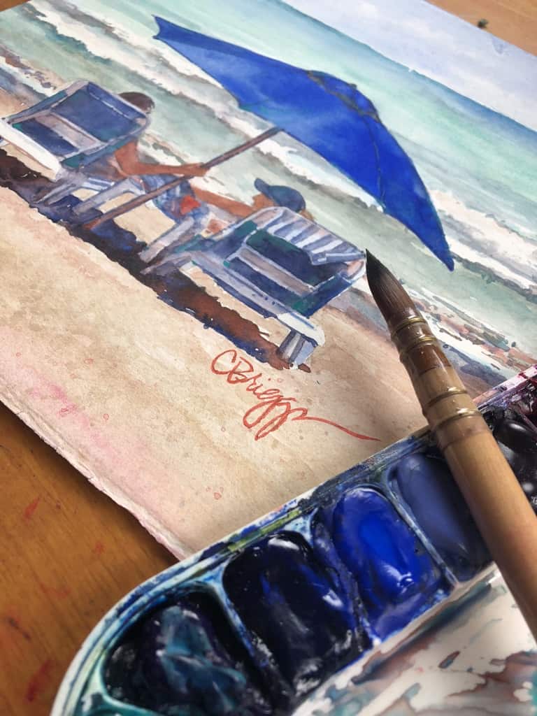 Paint the Sea with Watercolors: Use a really good brush