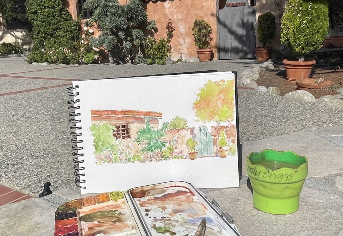 Quick Sketch at Carmel Mission 1 scaled 1 Unleashing Your Creative Spirit: The Art of Urban Sketching Cindy Briggs Art Watercolor Painting
