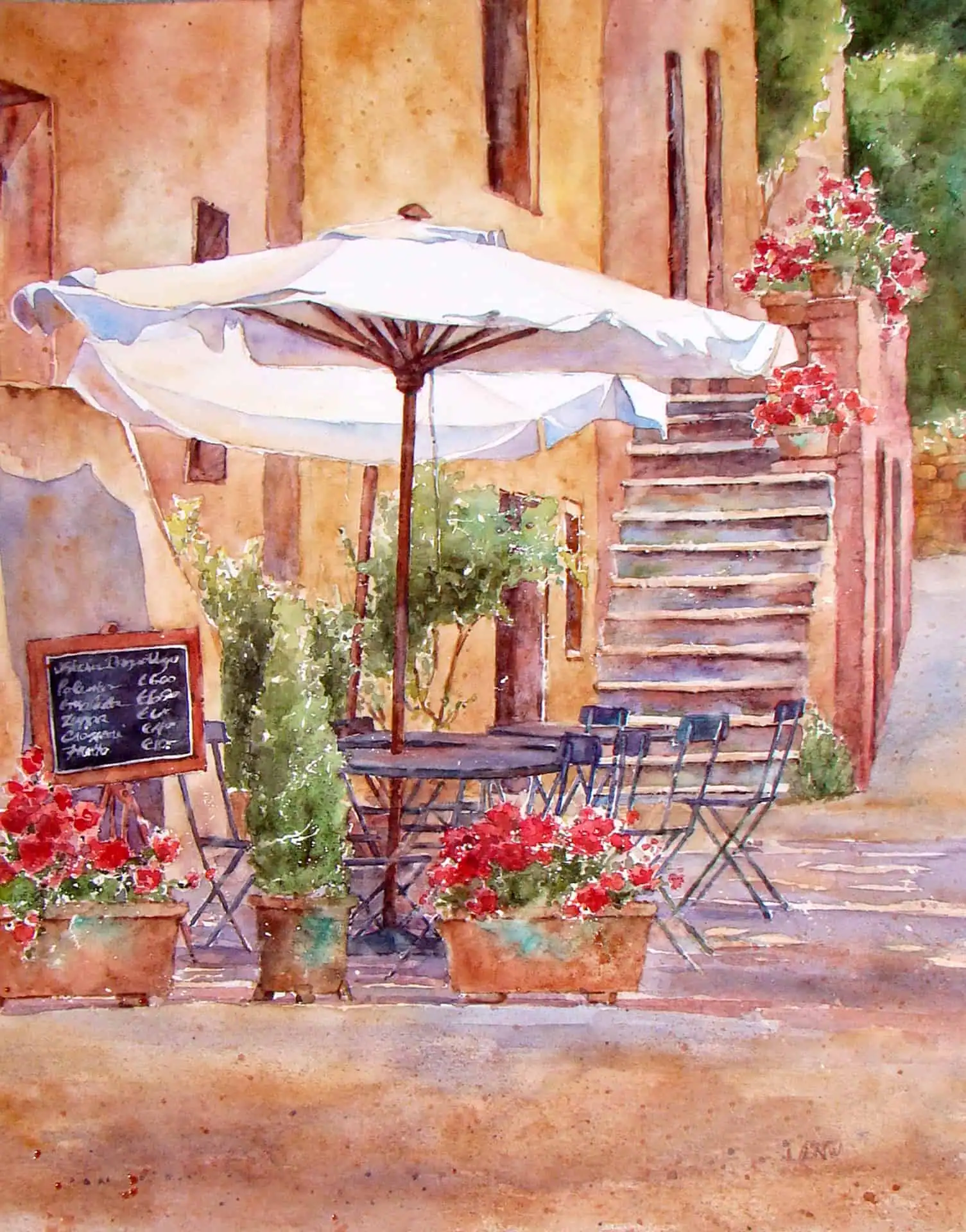 Bagno Vignoni al Sole Bagno Vignoni, Italy Cindy Briggs Art Watercolor Painting