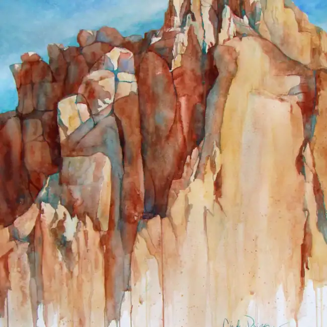 Endurance, Smith Rock State Park Cindy Briggs Art Watercolor Painting Endurance