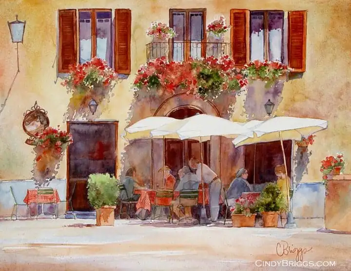Piazza Di Spagna Pienza Piazza Di Spagna Cindy Briggs Art Watercolor Painting