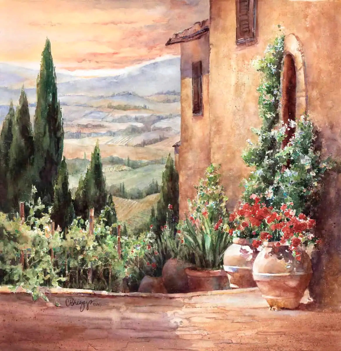 Toscano Terrazzo Tuscano Terrazo Cindy Briggs Art Watercolor Painting