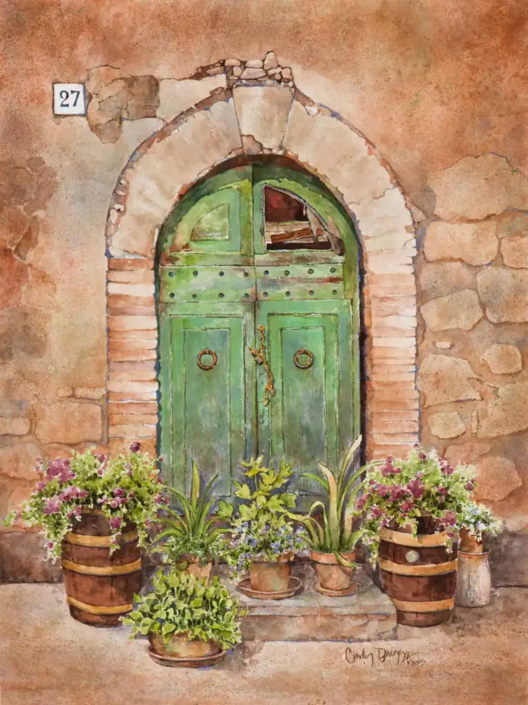 Tuscun Door Tuscan Door Cindy Briggs Art Watercolor Painting