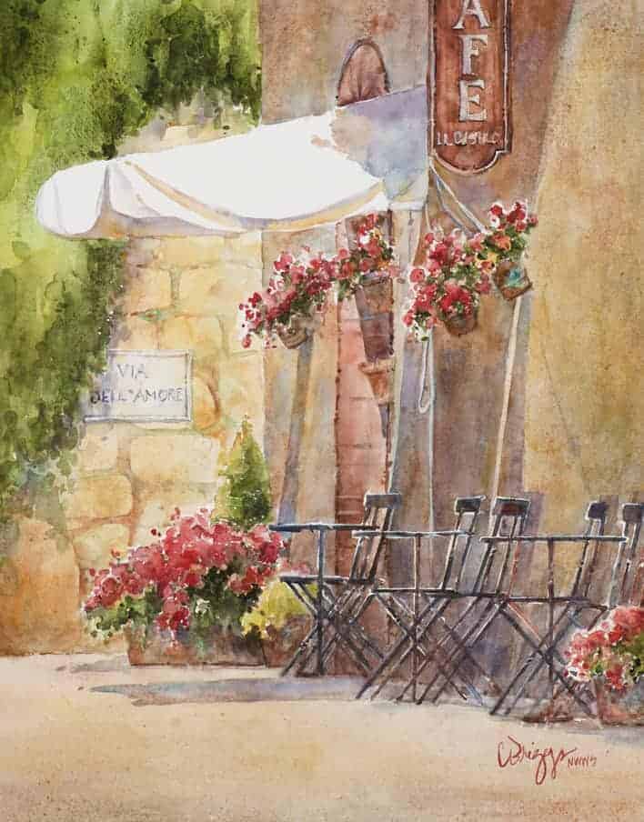 Via Del Amore Cindy Briggs Art Watercolor Painting Via Del Amore Via Del Amore Cindy Briggs Art Watercolor Painting
