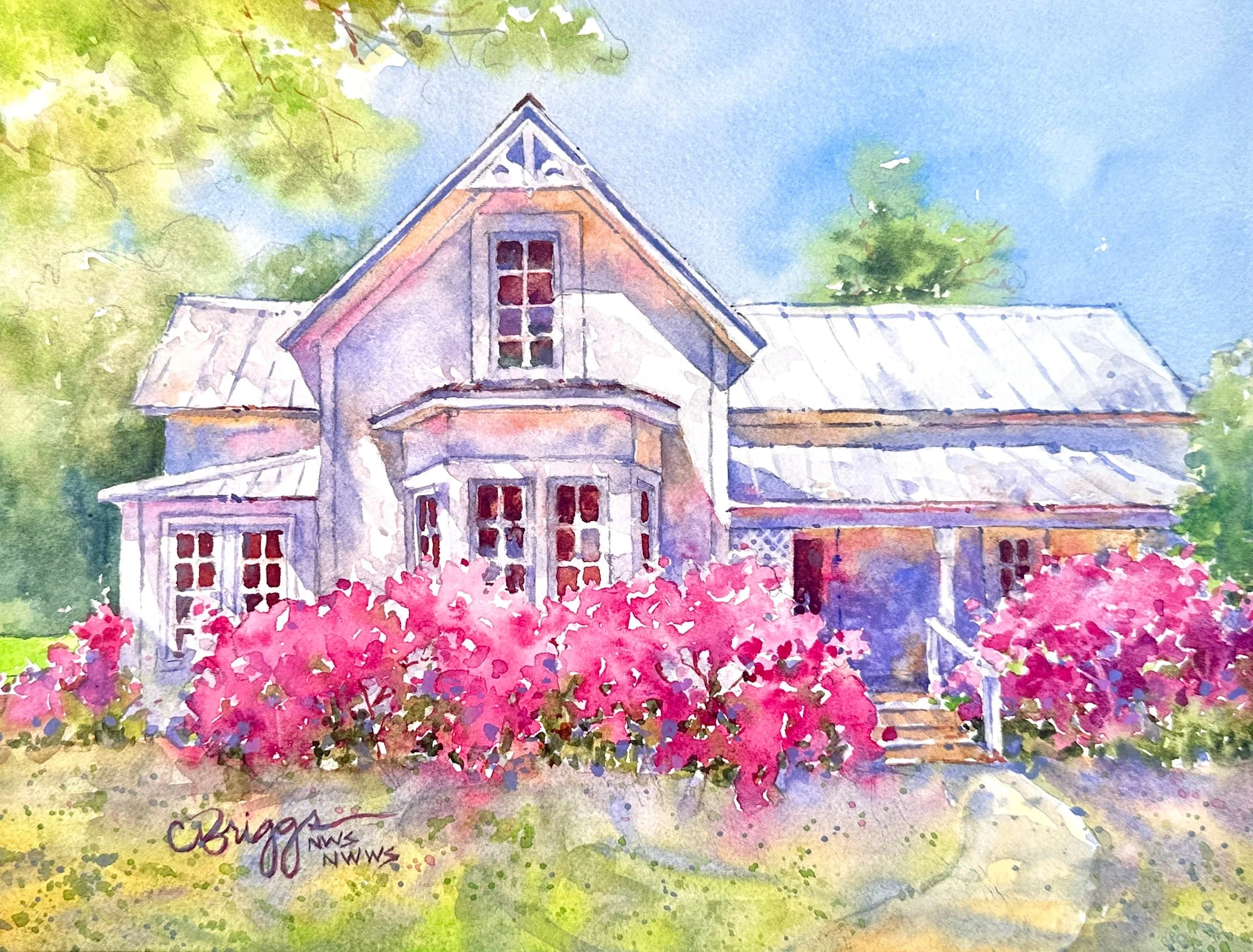 Apalachicola CottageII 750 8 x 10 plus mat copy North America Cindy Briggs Art Watercolor Painting