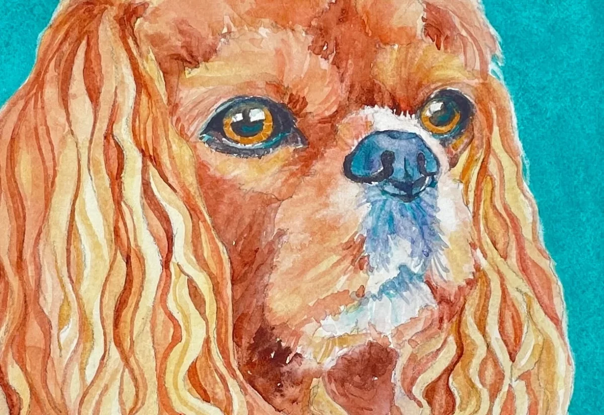Bella 8 x 8 Watercolor Sold National Puppy Day Cindy Briggs Art Watercolor Painting