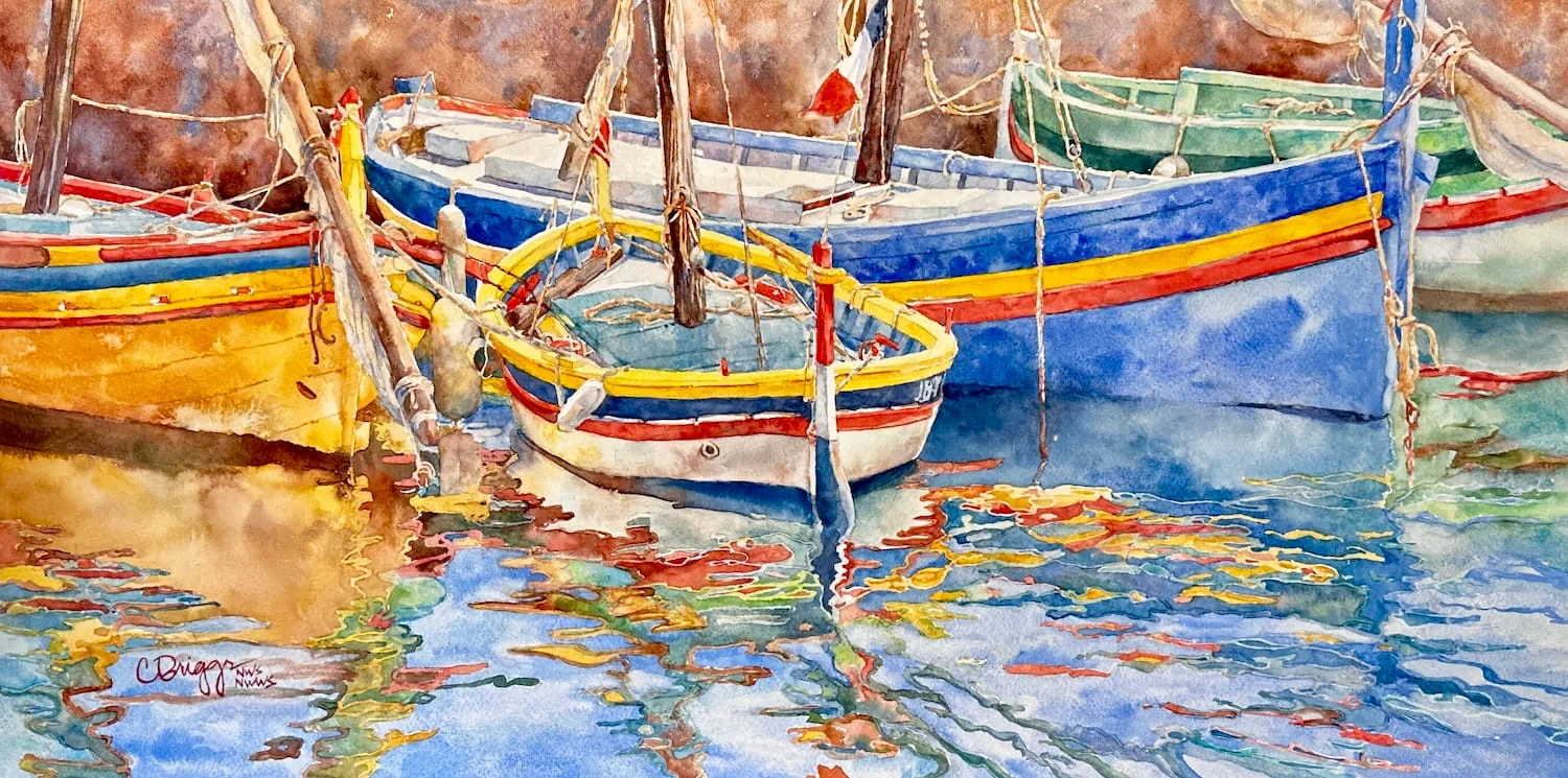 Coulliour Couleurs 12 x 24 Master Painting w Frame 4500 copy Waterscapes Cindy Briggs Art Watercolor Painting