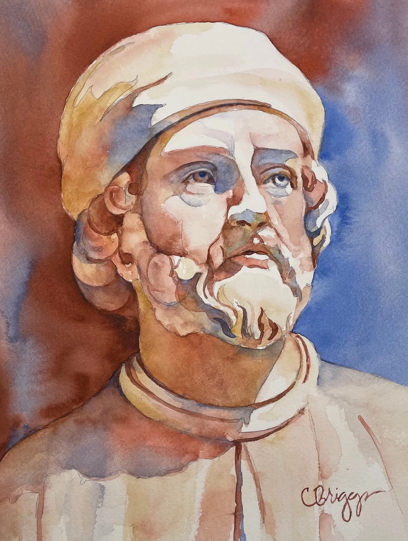 Donatello 12 x 9 Watercolor Cbriggs copy Portraits Cindy Briggs Art Watercolor Painting
