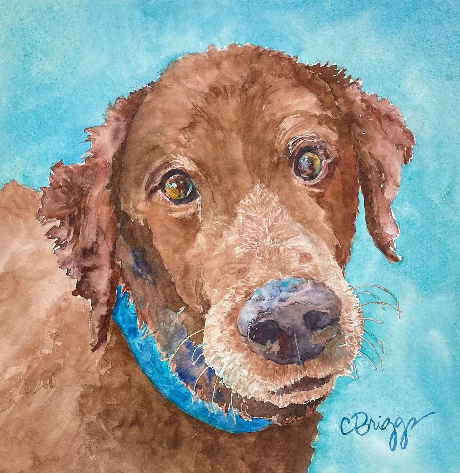 Logan 8x8 Watercolor Sold Animals Cindy Briggs Art Watercolor Painting