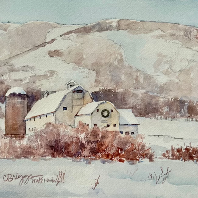 Park City Mcpollin Barn Winter copy Park City Mcpollin Barn Winter Cindy Briggs Art Watercolor Painting