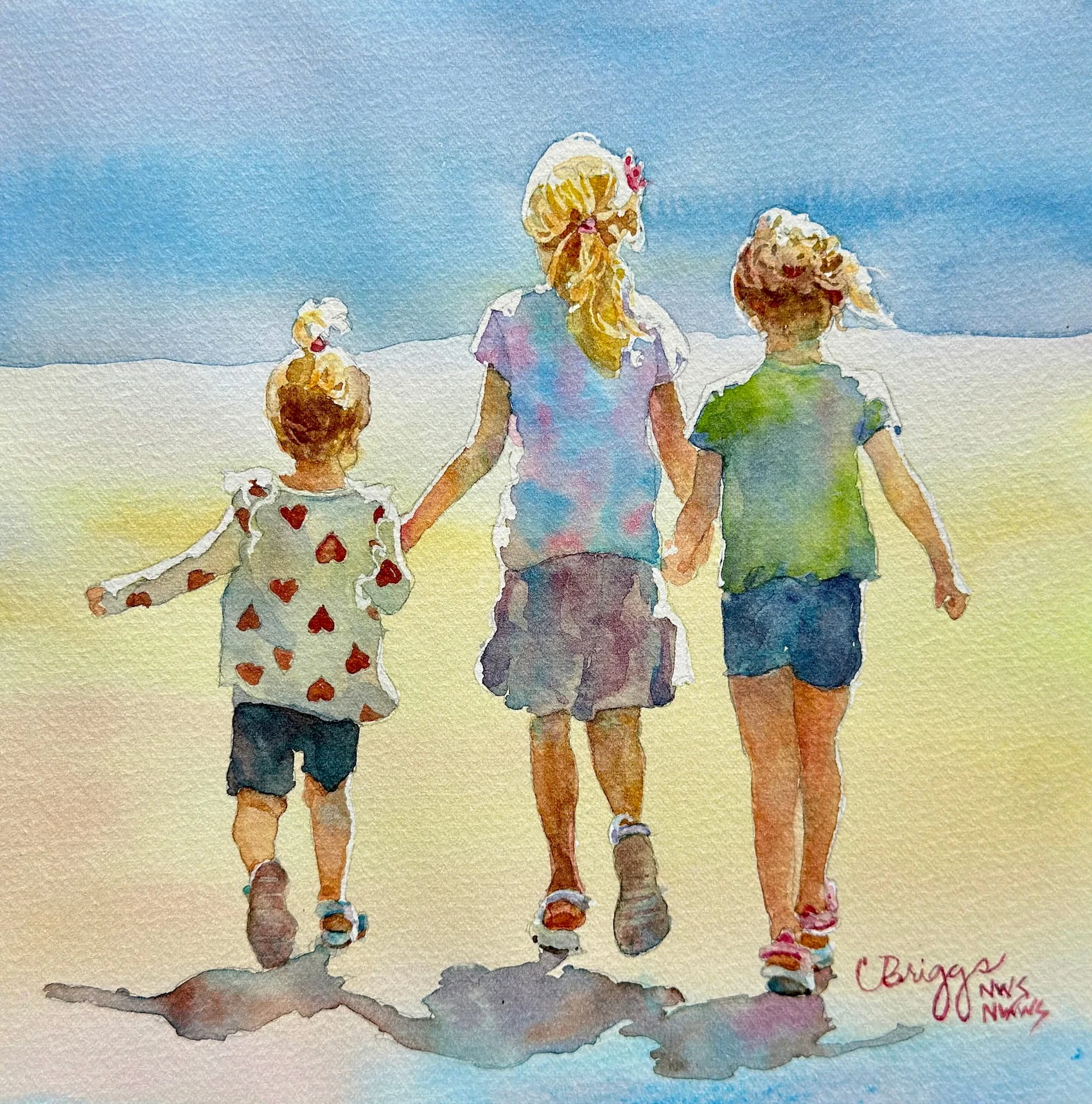 Sisters 8 x8 Watercolor Commisions 800 copy Portraits Cindy Briggs Art Watercolor Painting