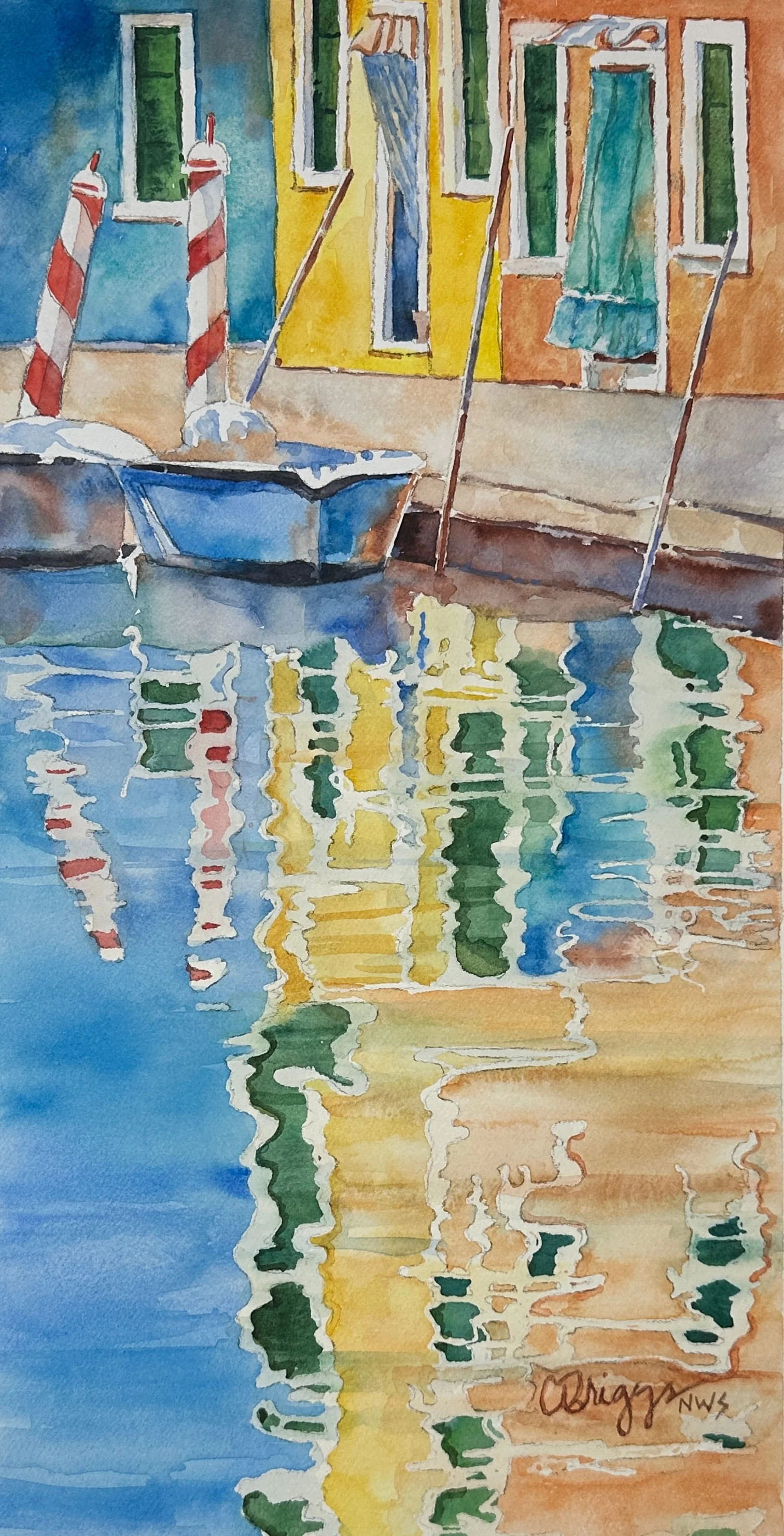 12 Burano Reflections cbriggs 8 x 14 International Cindy Briggs Art Watercolor Painting