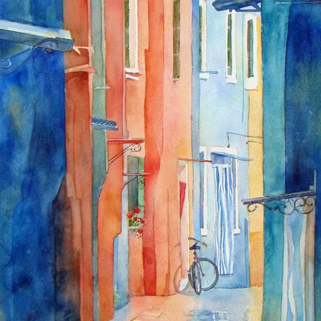 13 After the Rain Burano Italy WC 29 x 12.5 CBriggs copy After the Rain, Burano, Italy CBriggs Cindy Briggs Art Watercolor Painting