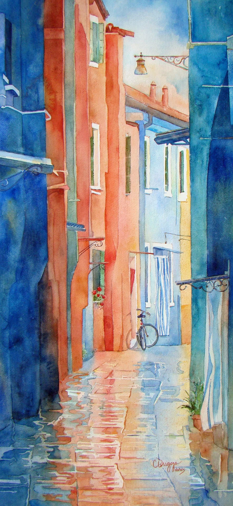 13 After the Rain Burano Italy WC 29 x 12.5 CBriggs copy International Cindy Briggs Art Watercolor Painting