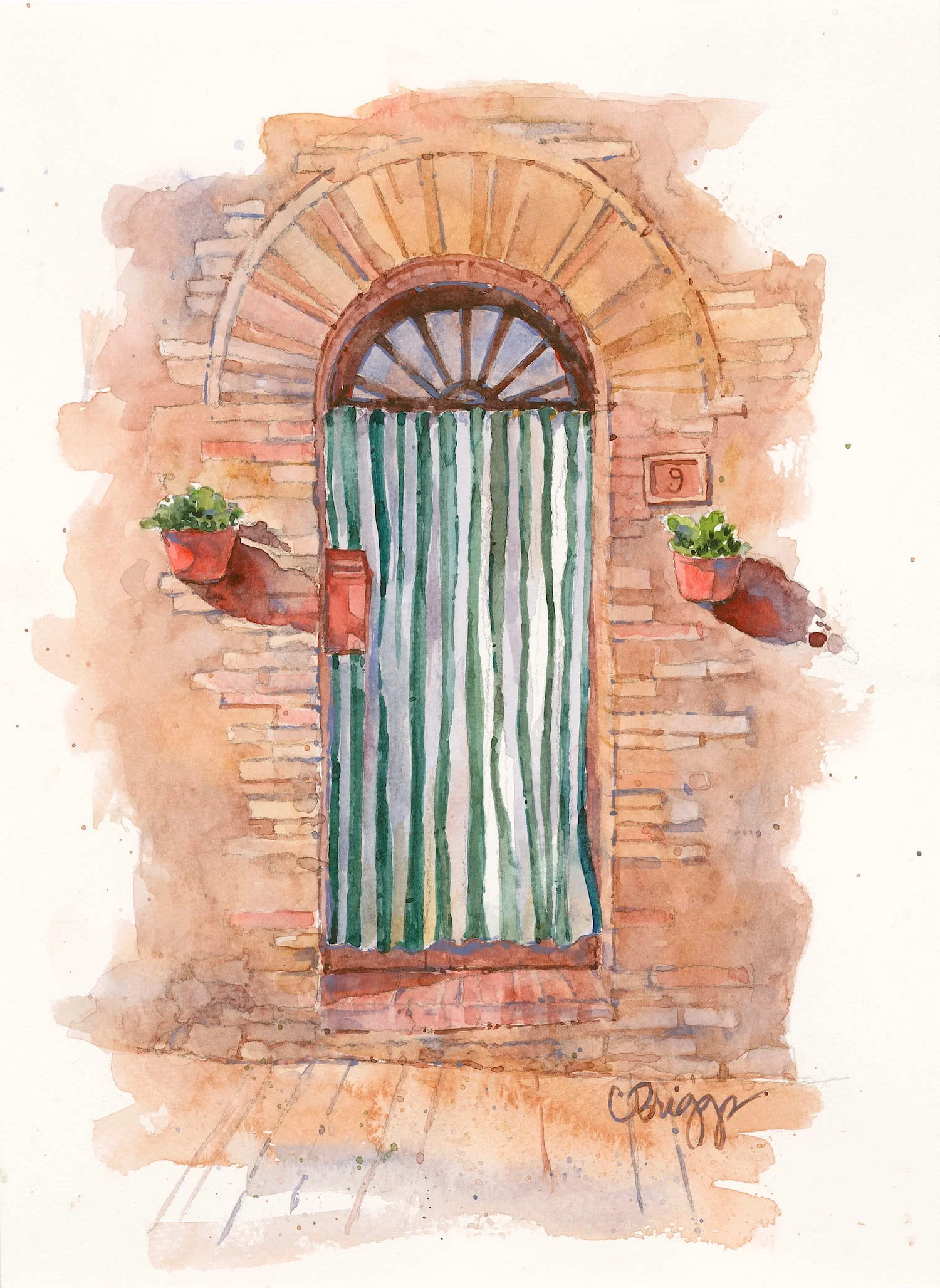 17 Tuscan Doorway 10 x 8 WC International Cindy Briggs Art Watercolor Painting