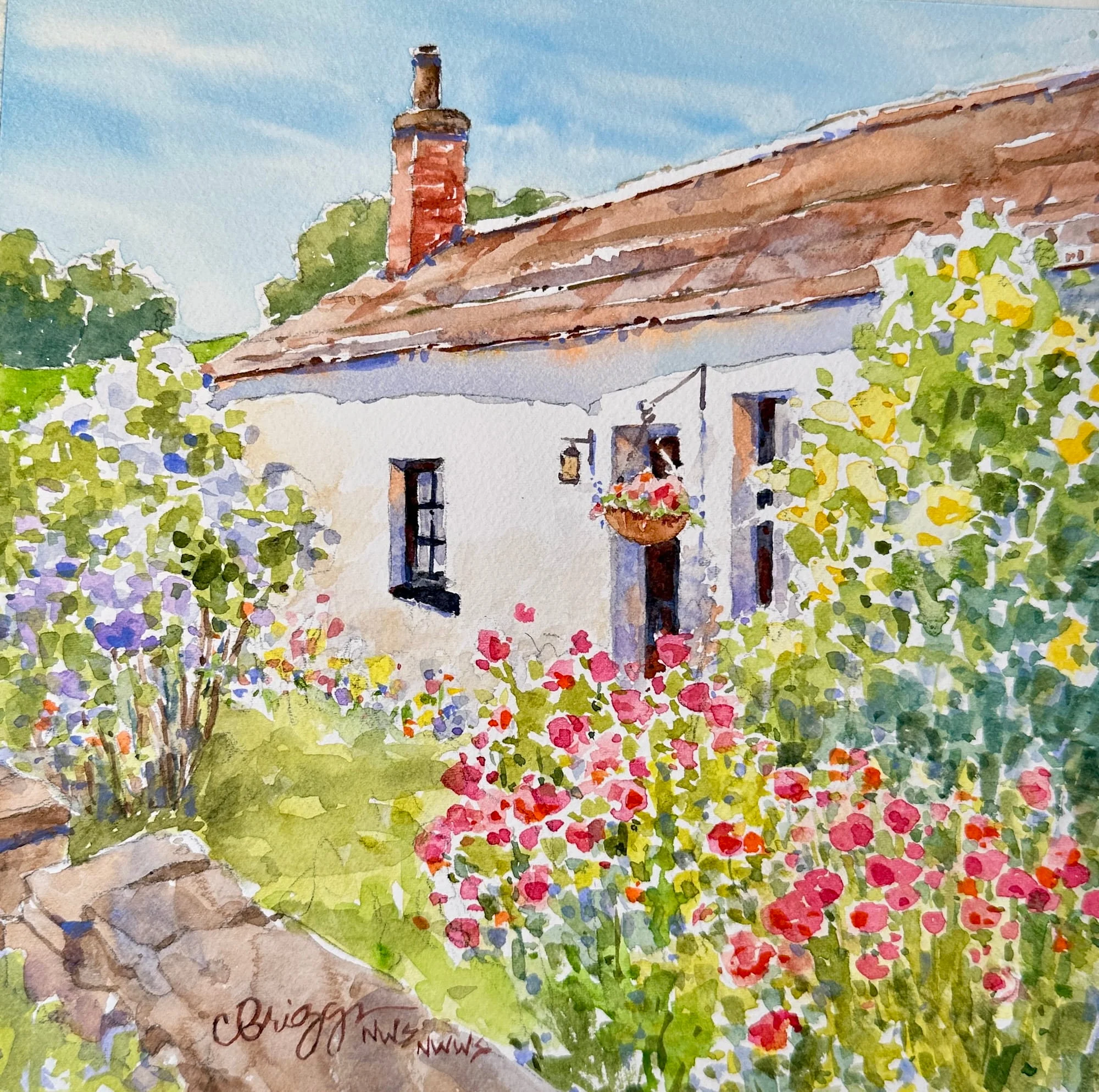 21 Tams English Cottage 8 x 8 WC International Cindy Briggs Art Watercolor Painting