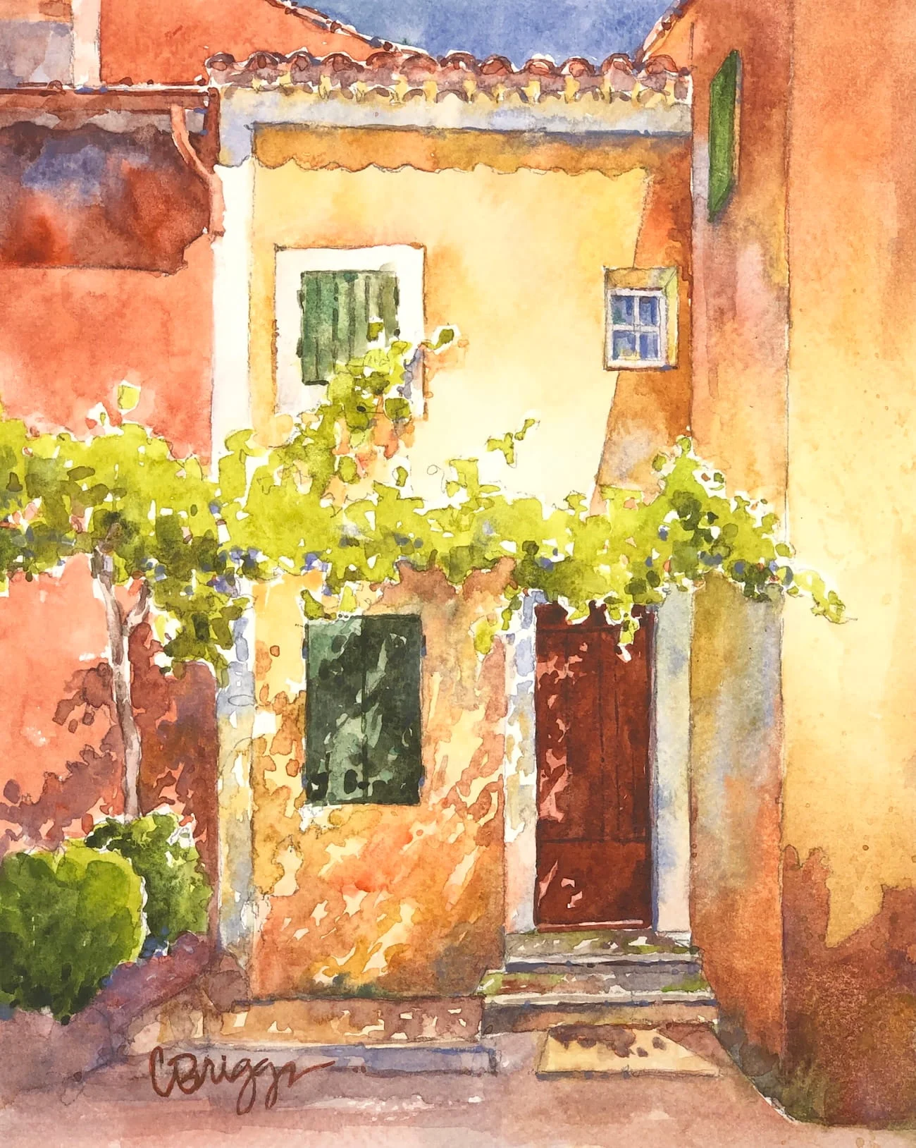 5 Couleurs de Roussillon CBriggs 12 x 9 International Cindy Briggs Art Watercolor Painting