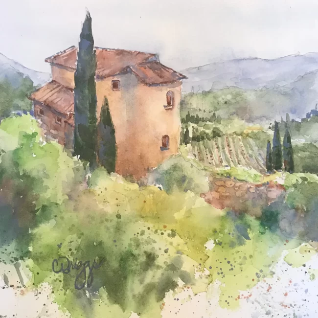 9 Provence Painting Oppede 10 x 10 Provence Painting Oppede Cindy Briggs Art Watercolor Painting