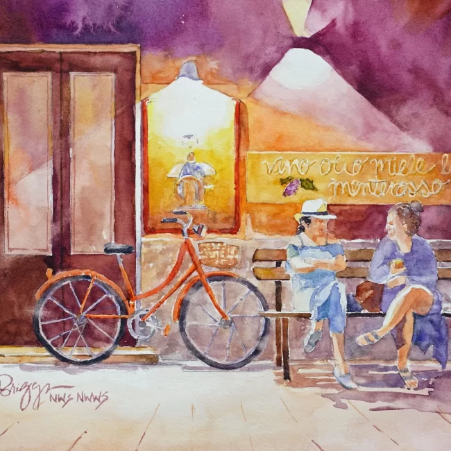 Monterosso Night 9 x 12 WC Monterosso Night Cindy Briggs Art Watercolor Painting